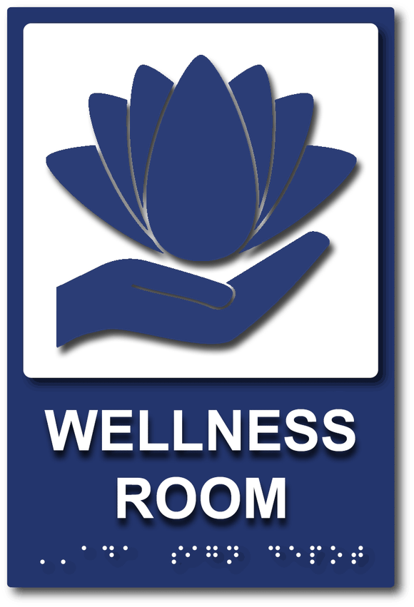 ADA Compliant Wellness Room Sign  - Blue and White - 6 x 9 size