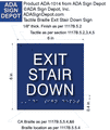 Exit Stair Down ADA Signs - 6" x  6" - ADA Compliant Braille Sign thumbnail