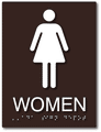 Womens Restroom Braille ADA Signs - 6" x 8" thumbnail