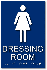 Womens Dressing Room Sign with Raised Text, Female Symbol and Braille