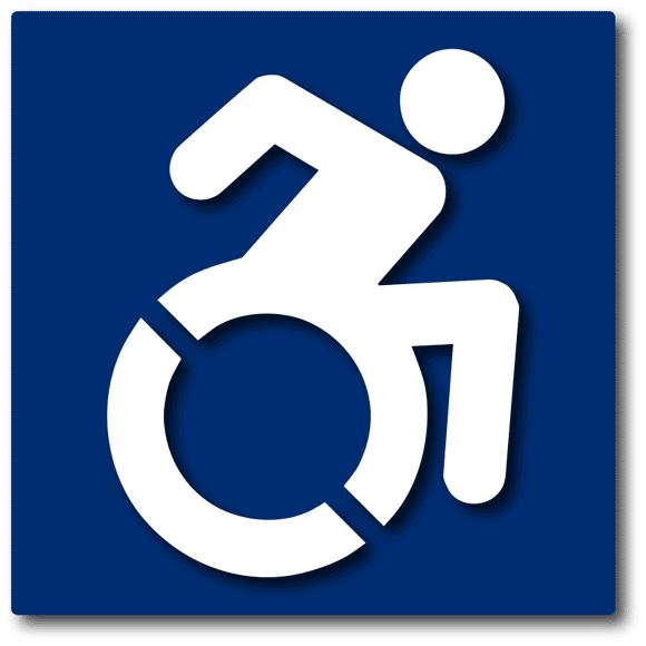 New York/Connecticut Dynamic Wheelchair Symbol Sign - Blue