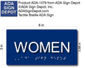 Womens Room Tactile Text with Braille ADA Signs - 6" x 3" thumbnail