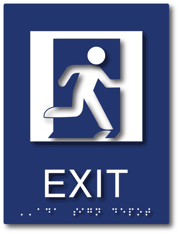 ADA-1097 ADA Compliant Exit Sign with Running Person Symbol in Blue