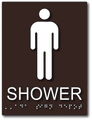 ADA Compliant Men's Shower Sign - 6" x 8" - Tactile Braille Sign thumbnail