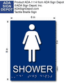 ADA Compliant Womens Shower Sign - 6" x 8" thumbnail