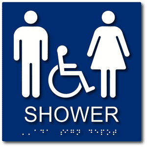 ADA-1116 ADA Compliant Wheelchair Accessible Unisex Shower Room Sign - Blue