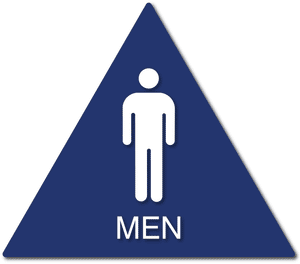 ADA-1145 Men Restroom Door Sign with Text in Blue