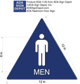 Men Only Bathroom Door Sign with Text - 12" x 12" - Triangle thumbnail
