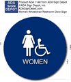 Womens Accessible Bathroom Door ADA Signs with Text - 12" x 12" thumbnail