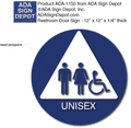 Unisex Wheelchair Accessible Bathroom Door ADA Signs with Text - 12x12 thumbnail