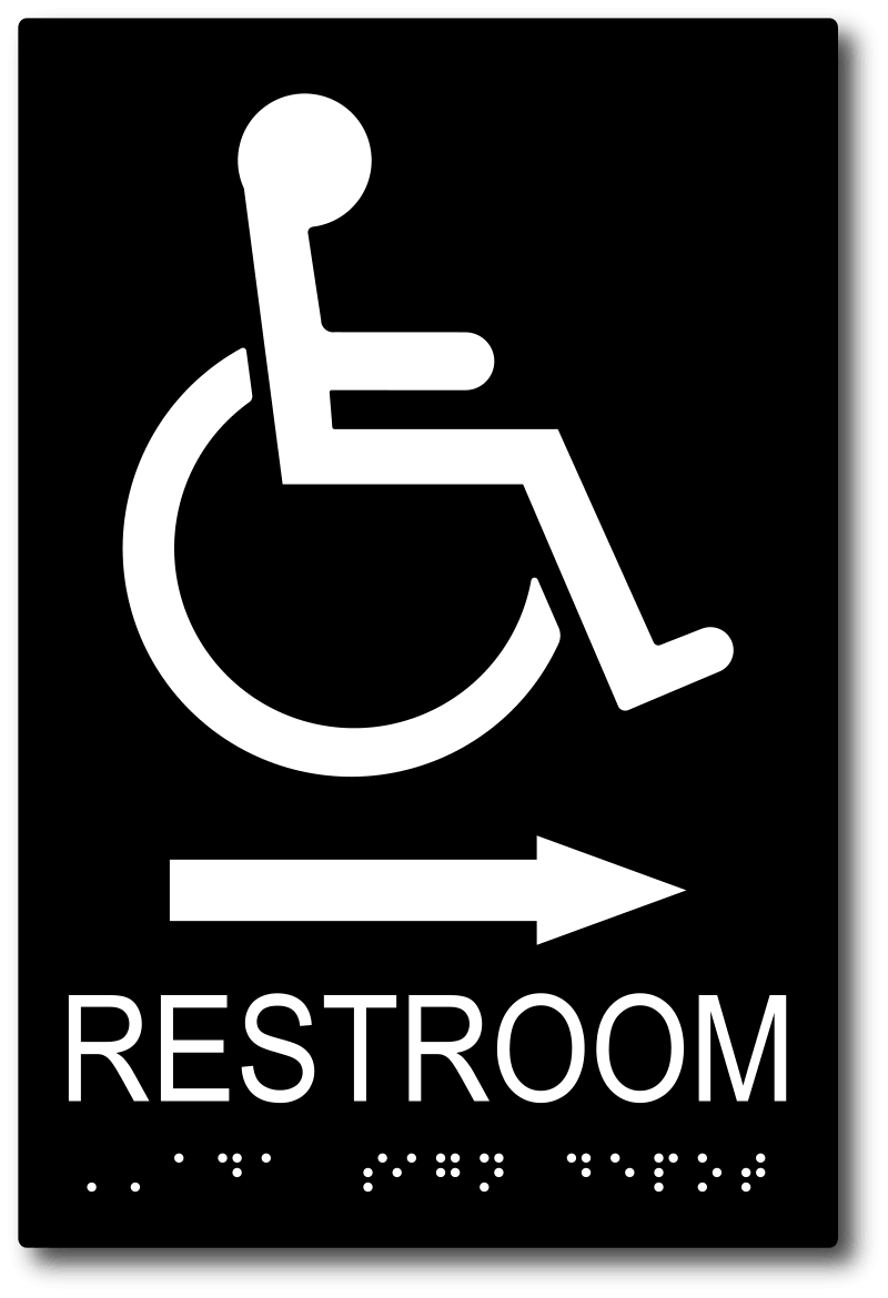 Wheelchair Accessible Restroom Sign with Arrow ADA Sign Depot
