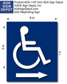 Wheelchair Symbol of Accessibility Tactile Sign with Arrow - 6" x 7" thumbnail