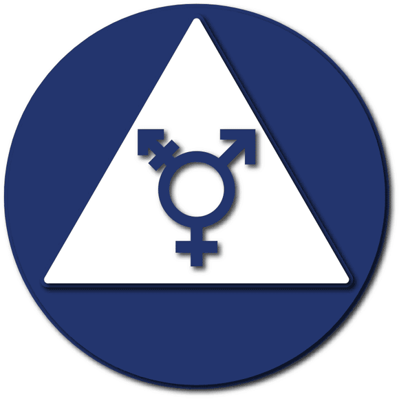 ADA-1173 Transgender and Gender Neutral Symbol Unisex Restroom Door ADA Sign in Blue