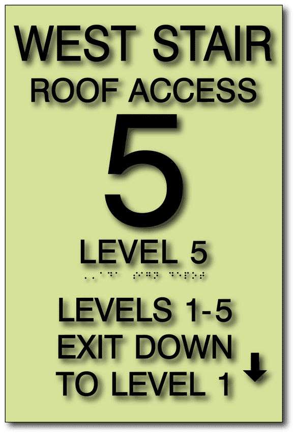 ADA-1175 Stairwell Floor Level Signs in LaserGlow Photo-Luminous - Black