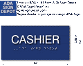 ADA Compliant Cashier Sign with Tactile Letters and Braille - 8" X 4" thumbnail
