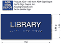 Library Tactile Braille Sign - 8" x 4" thumbnail