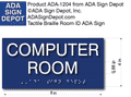Computer Room ADA Sign with Braille - 8" x 4" thumbnail