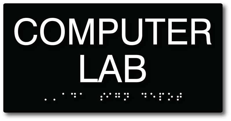 Computer Lab ADA Room Sign - 8" x 4" - Tactile Letters and Braille ...