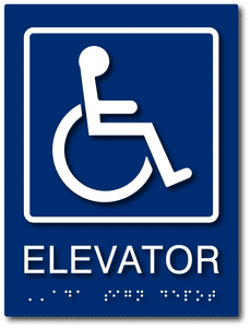 ADA-1223 Wheelchair Accessible Symbol Elevator ADA Signs - Blue