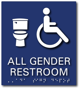 ADA-1250 All Gender Restroom Signs with Toilet and Wheelchair Symbols in Blue