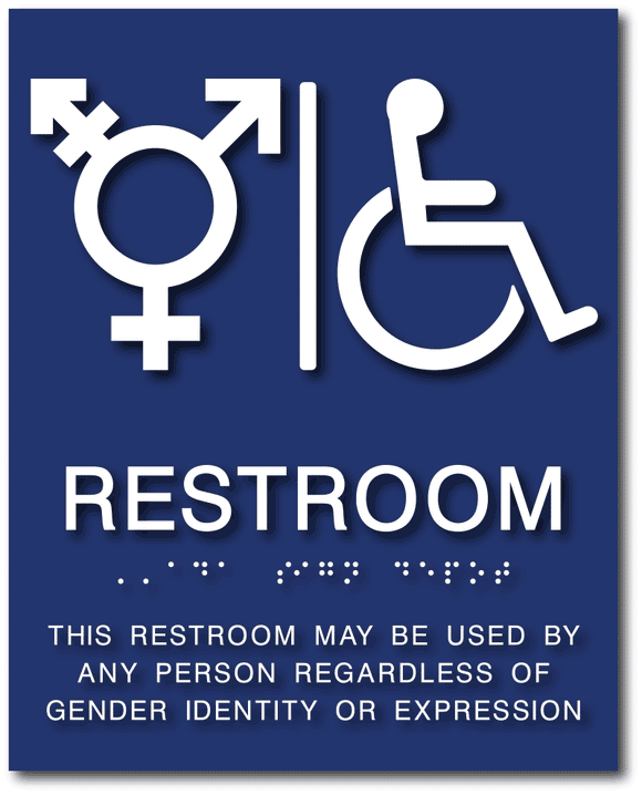 ADA-1252 All Gender Symbol and Wheelchair Accessible Symbol Bathroom ADA Sign in Blue