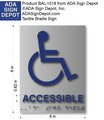 Wheelchair Accessible Symbol with Text and Braille in Brushed Aluminum thumbnail