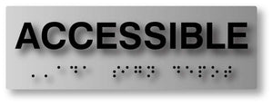 BAL-1019 ADA Compliant Accessible Text and Braille Sign in Brushed Aluminum - Black
