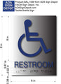 Wheelchair Accessible Restroom ADA Signs - Brushed Aluminum - 6" x 8" thumbnail