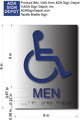 Men's Wheelchair Restroom ADA Signs - Brushed Aluminum - 6" x 8" thumbnail