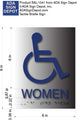Women's Wheelchair Restroom ADA Signs - Brushed Aluminum - 6" x 8" thumbnail