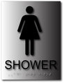 Womens Shower Sign - 6" x 8" - ADA Compliant Brushed Aluminum Signs thumbnail