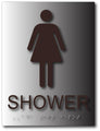 Womens Shower Sign - 6" x 8" - ADA Compliant Brushed Aluminum Signs thumbnail