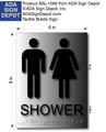 Unisex Shower Sign - 6" x 8" - ADA Compliant Brushed Aluminum Sign thumbnail