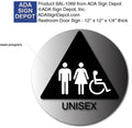 Unisex Wheelchair Bathroom Door Sign with Text - Brushed Aluminum thumbnail