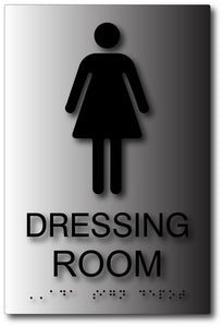 Women's Dressing Room Tactile Sign with Braille on Brushed Aluminum