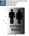 Unisex Fitting Room Tactile Braille Sign - 6" x 9" - Brushed Aluminum thumbnail