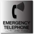 Emergency Telephone ADA Sign - Brushed Aluminum - 8"x8" thumbnail