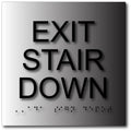 Exit Stair Down ADA Signs - 6" x 6" - Brushed Aluminum thumbnail