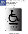 ADA Wheelchair Exit Sign with Arrow - 6" x 9" - Brushed Aluminum thumbnail