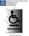 Wheelchair Entrance Sign with Arrow - 6" x 9" - Brushed Aluminum thumbnail