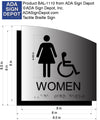 Womens ADA Restroom Sign - Brushed Aluminum & Acrylic Backer 8.5 x 8.5 thumbnail