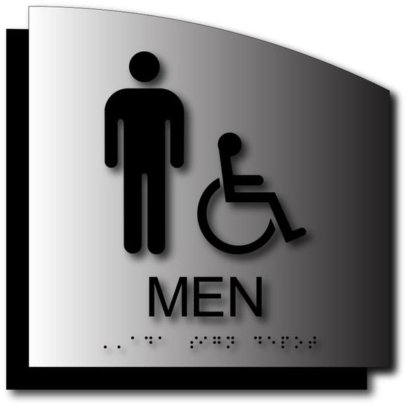 BAL-1112 Men's Wheelchair Accessible Bathroom ADA Sign in Brushed Aluminum - Black