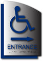 Wheelchair Entrance Arrow Sign - Brushed Aluminum & Backer - 6.5 x 9.5 thumbnail