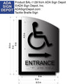 Wheelchair Entrance Arrow Sign - Brushed Aluminum & Backer - 6.5 x 9.5 thumbnail