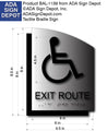 Wheelchair Exit Route ADA Signs - Brushed Aluminum/Backer - 6.5 x 8.5 thumbnail