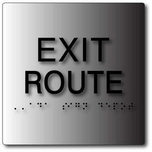 BAL-1157 ADA Exit Route Sign in Brushed Aluminum - Black