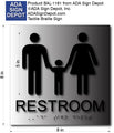 Family Bathroom ADA Signs - 8" x 8" - Brushed Aluminum thumbnail
