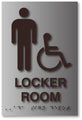 Mens Locker Room ADA Signs - Brushed Aluminum with Braille - 6" x 9" thumbnail