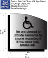 Wheelchair Customer Assistance Sign - 8.5" x 8.5" thumbnail