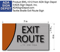 ADA Exit Route Sign in Brushed Aluminum and Wood - 7" x 4" thumbnail